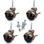 4 pcs roulettes pivotantes � tige 40 mm, roulette pour meuble avec frein, roulette en nylon pour chaise ...