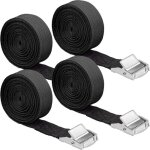 Alovez - 4 pcs sangle d'arrimage 2, 5 250cm sangle noire sangle de serrage sangle de fixation avec boucle ...