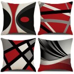4 pi�ces 45x45cm housse de coussin g�om�trique moderne coussin rouge noir gris coussin canap� decoratif ...