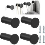 4 pi�ces crochets muraux � visser en alliage de zinc - pat�res rondes noires 35 mm pour salle de bain, ...