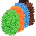 4 pi�ces gant de lavage de voiture, gant de lavage en microfibre, gant de nettoyage de chenille, gant ...