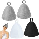 4 pi�ces (gris, blanc, noir) chapeau de sauna, 34x23cm sauna en feutre pour femmes et hommes bonnet, ...