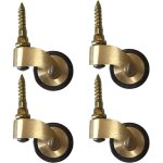4 pi�ces laiton massif roulettes de meubles, roues pivotantes en caoutchouc de style ancien, diam�tre ...