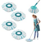 4 pi�ces pour leifheit t�tes de rechange clean twist disc mop micro kit, syst�me � 2 fibres balai pour ...