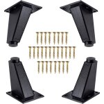 4 pi�ces pieds de meubles, pieds de meubles obliques en m�tal en aluminium, remplacement de jambes de ...