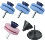 4 pi�ces pierre � aiguiser double couche tondeuse � gazon aff�teuse de lame pour perceuse avec �quilibreur ...