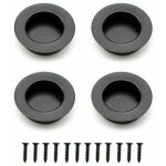 4 pi�ces poign�e de porte coulissante poign�e encastrable ronde pour tiroirs armoires - noir. .