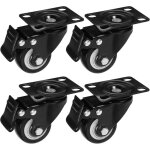 4 pi�ces lot de 4 roulettes pivotantes � plaque de 40 mm avec frein, roues robustes en pvc noir, pivot ...