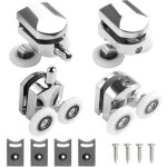 4 pi�ces roulette porte coulissante douche, 25mm ajustables dual rouleau roulette porte de douche, convient ...