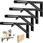 4 pi�ces support d' �tag�res pliable, 300mm �querre pliante noir support console pliants, murale supports ...