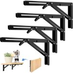 4 pices support d' tagres pliable, 300mm querre pliante noir support console pliants, murale supports ...