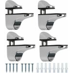 4 pi�ces support de tablette en verre, r�glables alliage de zinc poli salle de bains �tag�re en verre ...
