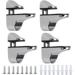 4 pi�ces support de tablette en verre, r�glables alliage de zinc poli salle de bains �tag�re en verre ...