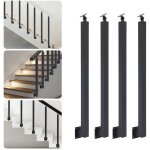 4 poteaux carr�s de balustrade d'escalier � fixation lat�rale de 85 cm - balustres m�talliques r�glables ...