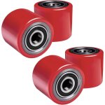 4 roues de transpalette en polyur�thane, 80 x 60 mm, axe de 20 mm, inclut roulements � billes pour transpalett ...