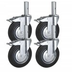 4 roulettes pivotantes de 200 mm avec frein pour �chafaudages de meubles, axe de 100 x 35 mm