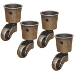 4 roulettes pivotantes en laiton massif, roulette de meuble haut de gamme, charge 440 lbs, pour canap� ...