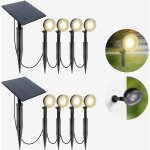 4 spot led ext�rieur 400 lumens + panneau solaire 4500mah inclus - lampe solaire exterieur totalement ...