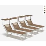 4 transats de plage bains de soleil en aluminium santorini limited edition - moka - marron santorini
