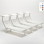 4 transats de plage bain de soleil professionnels en aluminium santorini - blanc