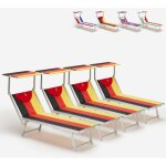 4 transats de plage bains de soleil professionnels en aluminium santorini europe - allemagne