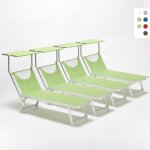 4 transats de plage bain de soleil professionnels en aluminium santorini - vert