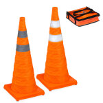 4 x c�nes pliables, bandes r�fl�chissantes, c�nes de signalisation avec sac, h x l x p : 70 x 29 x 29 ...