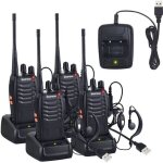 4 x talkie walkie deux voies radio uhf 400 - 470mhz walkie talkie avec ecouteurs originaux transmetteur ...