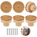 40�40�35)6 pi�ces boutons de meuble en rotin bois, poign�e meuble bois, bouton de tiroir, boutons de ...