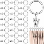 40 pi�ces anneaux de rideaux avec clips anneaux de suspension en m�tal anneaux � pince 25 mm diam�tre ...