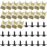 40 pi�ces u - clips fixation et vis kit universal metal, assortiment agrafes de carrosserie, ecrou cage ...
