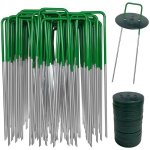 40 piquets de fixation pour bache e 40 rondelle, piquets de jardin mezzo verde, agrafes toile de paillage, ...