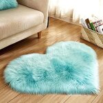 40 x 50 cm / 15, 7 x 19, 6 pouces petit coeur forme faux tapis en peau de mouton doux long en peluche ...