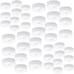 Wiltec lot de 40x dtecteur de fume ? 100 x 100 x 36 mm ? sur batterie 9v ? volume de l'alarme 85 db ...