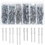 445 pcs rivets aveugles en aluminium, 6 tailles assortiment de rivets pop, rivets pop pour m�tal (445 ...