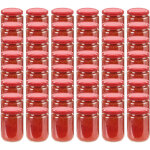 Inlife - 48 pcs pots  confiture avec couvercle rouge verre 230 ml