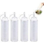 4pcs 200ml bouteille � condiments plastique multi - usage condiment bouteilles presser les bouteilles ...