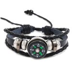 Lot de 4 bracelets avec boussole pour camping, survie, aventure, randonne, tourisme, pche, chasse - ...