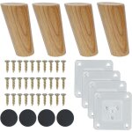 4pcs pieds de meuble en bois 10cm inclin�s - pieds de rechange massifs pour canap�, fauteuil, table, ...