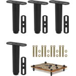 4pcs pieds pour sommier  lattes, pied de lit robuste rglable 18 - 33 cm (noir mat)