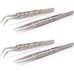 4pcs pince de precision, pince � epiler de pr�cision, pince brucelle 2 droites 2 courbes, pince electronique, ...
