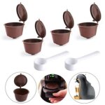 4pcs r�utilisables filtres capsules de caf� expresso avec 2 cuill�res pour dolce gusto nescafe marron ...