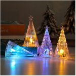 4pcs sapin de no�l en acrylique avec lumi�res led, veilleuse en forme de sapin de no�l, lumi�re d�corative ...