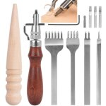 4pcs trou poin�on outils d'artisanat fourchettes � coudre cuir + 5 en 1 rainure + bois cuir broisseur ...