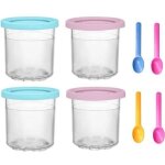 4pièces tasses de pintes de crème glacée pour pot de stockage de remplacements de sorbetière de la série ... 4pièces tasses de pintes de crème glacée pour pot de stockage de remplacements de sorbetière de la série ...
