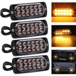 4x 12led feux stroboscopique urgent avertissement flash danger lampe d'avertissement 12v - 24v led stroboscopi ...