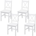 Mendler - 4x chaise de salle  manger hwc - f77, style rustique - cottage, en bois massif - blanc