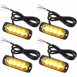 4x feux de p�n�tration � 4 leds 12 / 24v gyrophare led orange feux flash voyant d?alarme urgence strobe ...