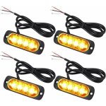 4x feux de p�n�tration � 4 leds 12 / 24v gyrophare led orange feux flash voyant d?alarme urgence strobe ...