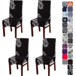 4x housses de chaise salle � manger couvertures �tendue housse �lastique �tirable chaises spandex couverture ...